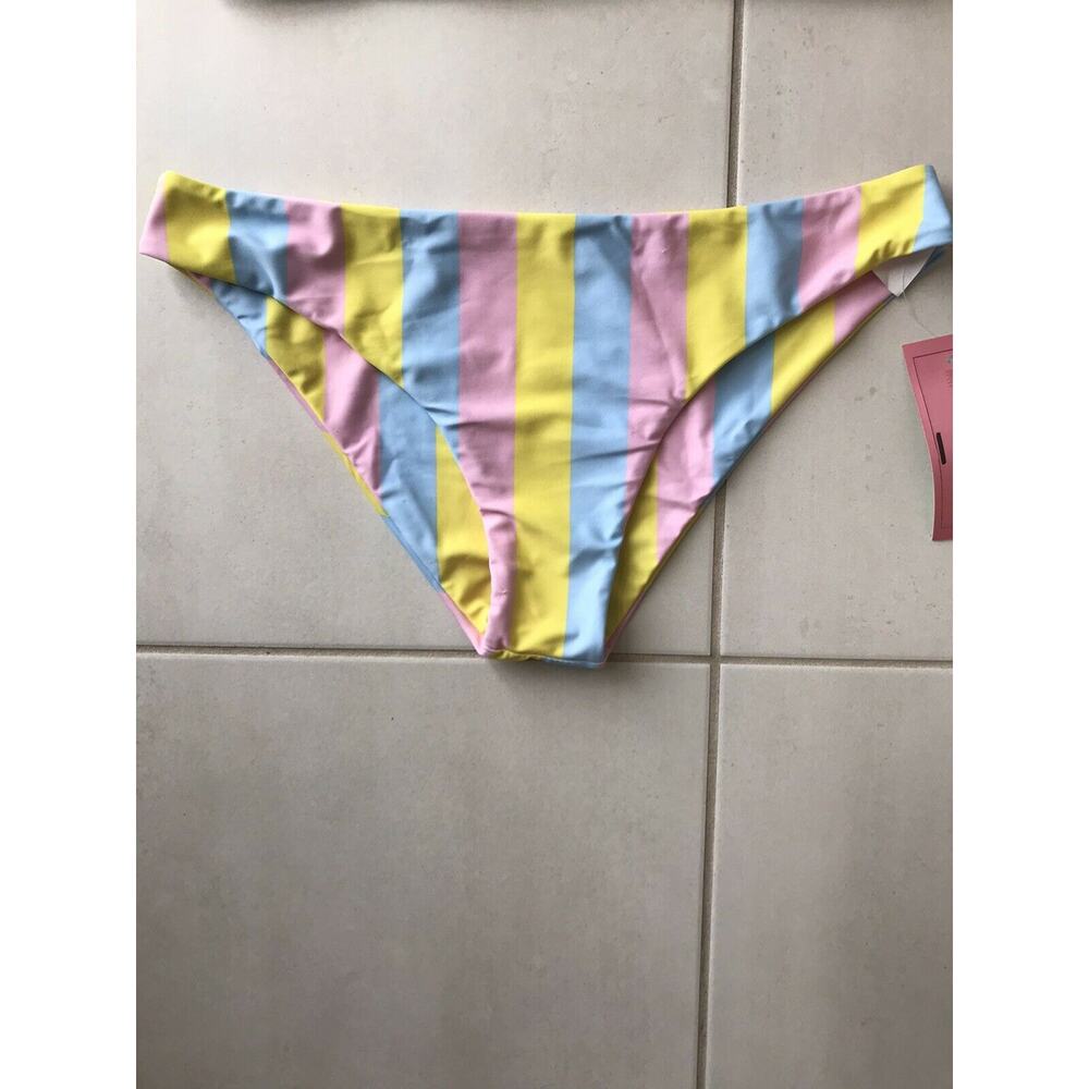 Shein Swim Women M Bikini Swimsuit Multicolor Striped Padded Bra Swimwear NWT - Picture 5 of 12